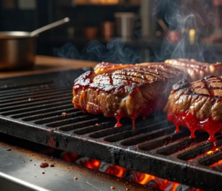 Cortes de carne a la parrilla en restaurante argentino Bife y Carta