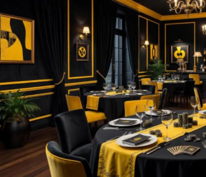 Salón exclusivo de restaurante con mesas elegantes listas para un evento privado